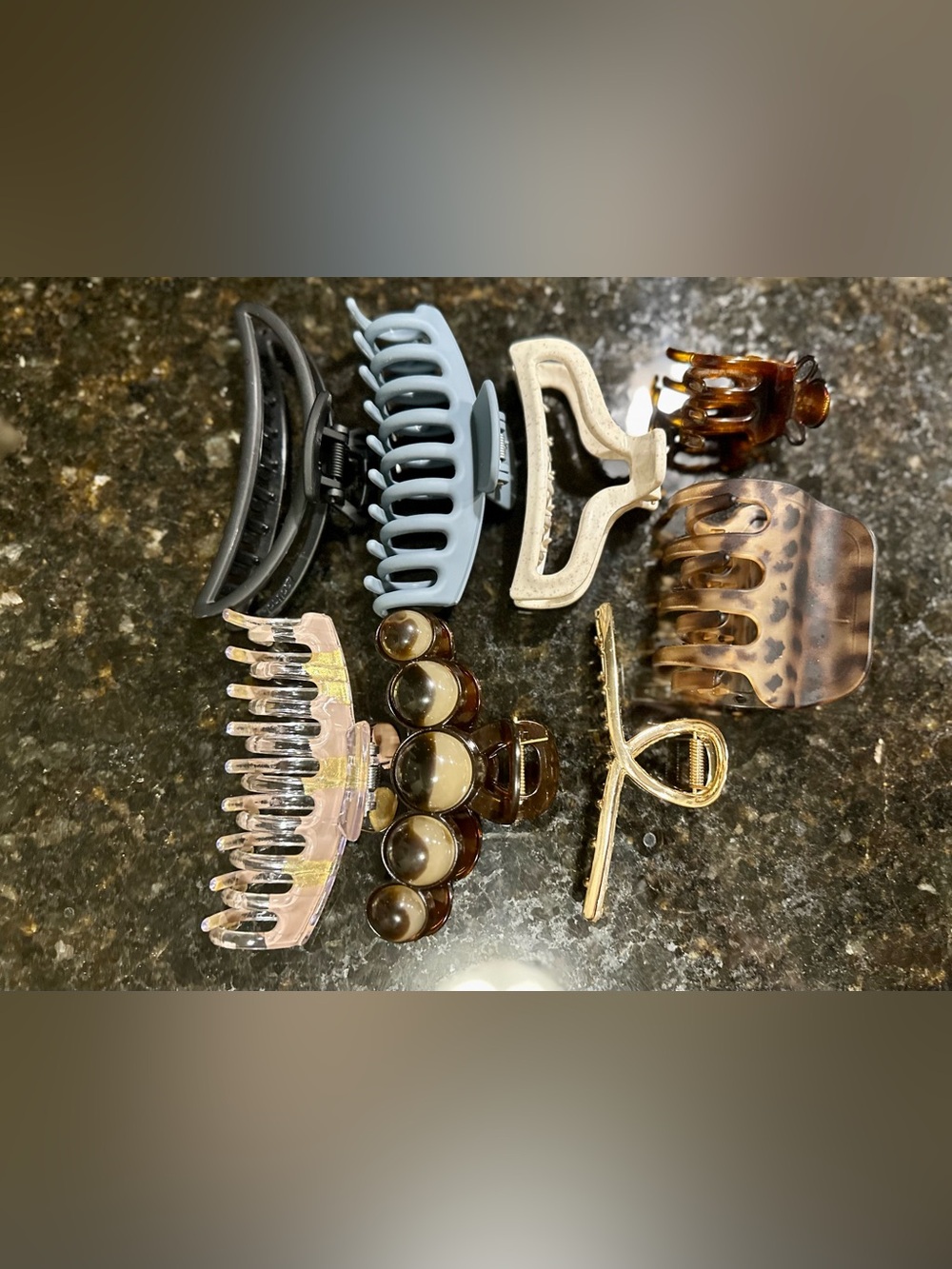 Set of 8 - Assorted Women's Hair Claw Clips - Neutral & Tortoiseshell, metal, bl